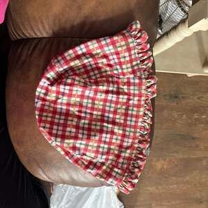 Longaberger Cherry Red Plaid Ruffled Basket Liner